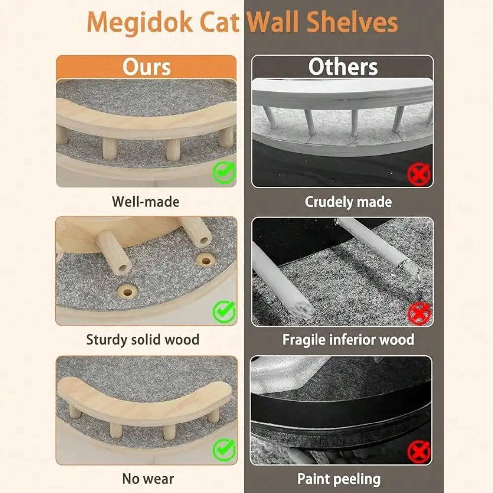 Cat Wall Climbing Shelf With Wide Steps For Indoor Cats