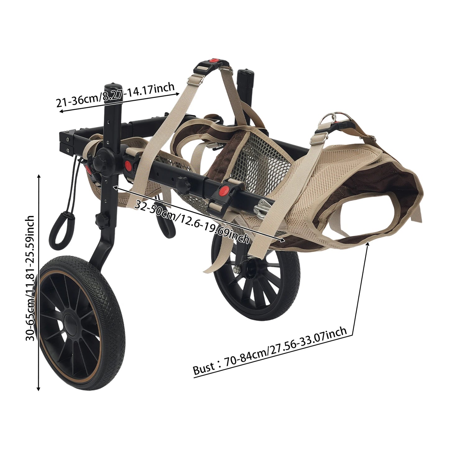 Bymaocar Adjustable Pet Trolley Dog Wheelchair for Hind-Leg Support