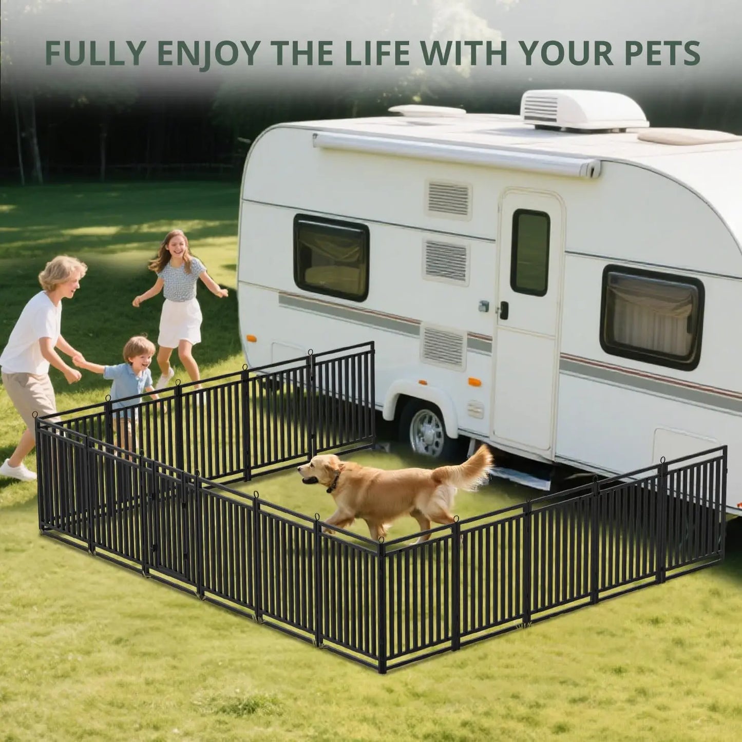 Dog Fence Outdoor Indoor, 40" Inch Height 16 Panels Dog Playpen for Large/Medium/Small Dogs Metal Dog Pen for Yard Camping
