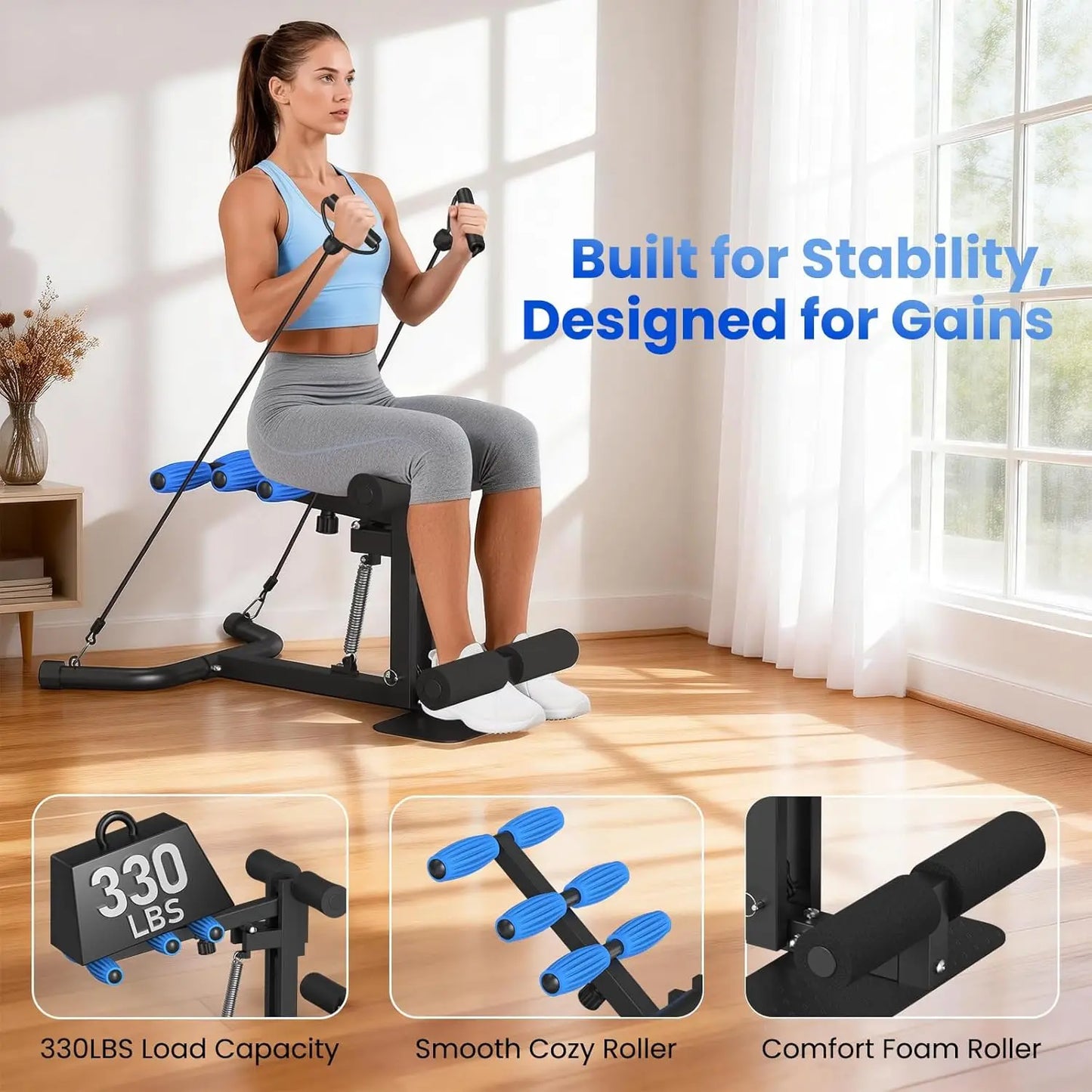 RELIFE Deep Squat Machine, Adjustable Height Glute Trainer for Women, Core & Leg Workout Equipment for Home Gym