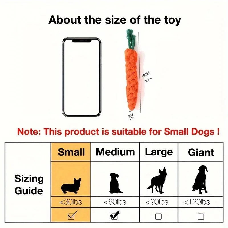 Knot Toy Carrot Shaped Cotton Rope For Dogs And Cats
