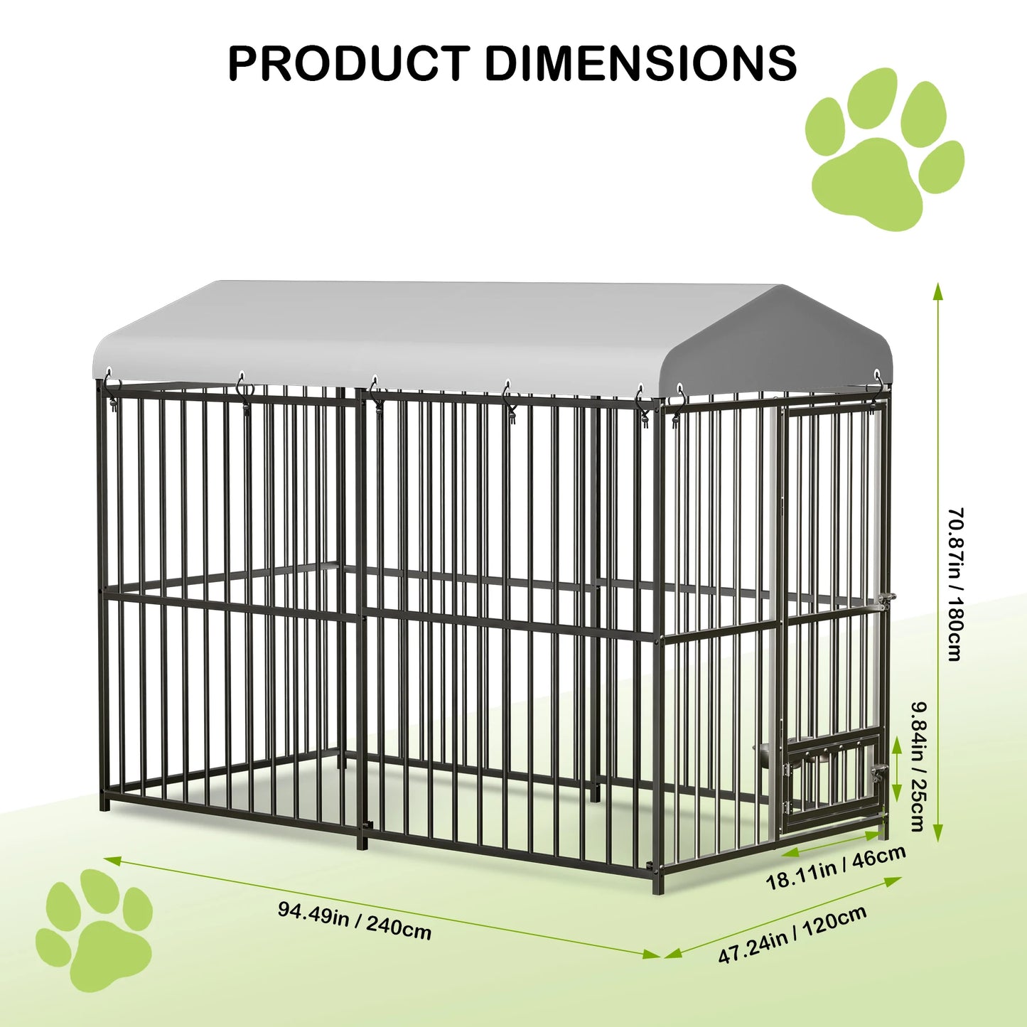 Acekool Galvanized Heavy Duty Outdoor Dog Kennel With Roof