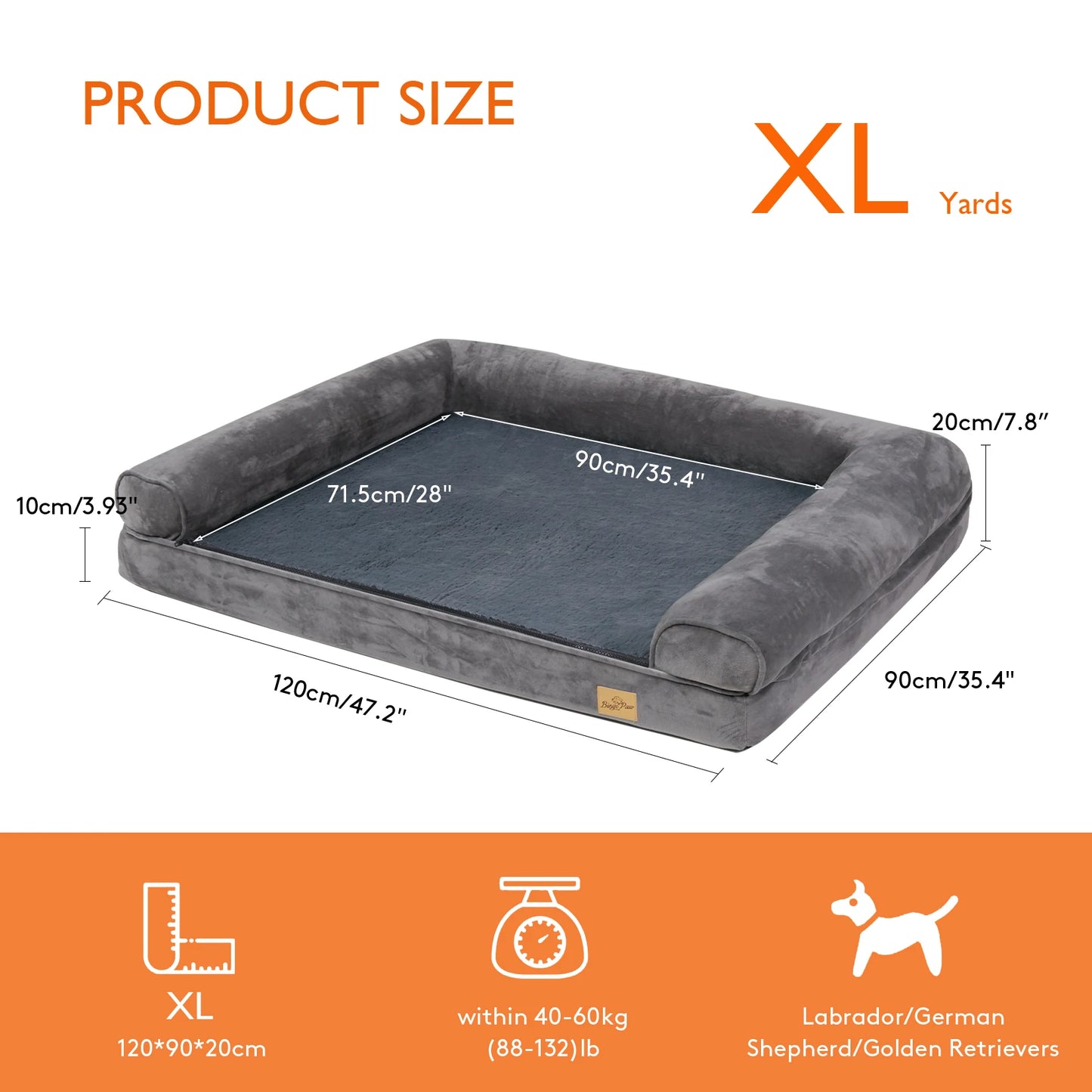 BINGOPAWCN Orthopedic Dog Bed With Removable Washable Cover And Foam