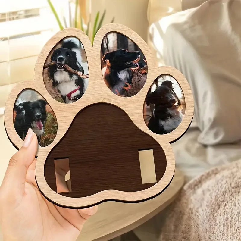 Unique 2D Flat Printing Pet Memorial Wooden Ornament with Base, Exquisite Animal Lover Decor, Sincere Sympathy Gift