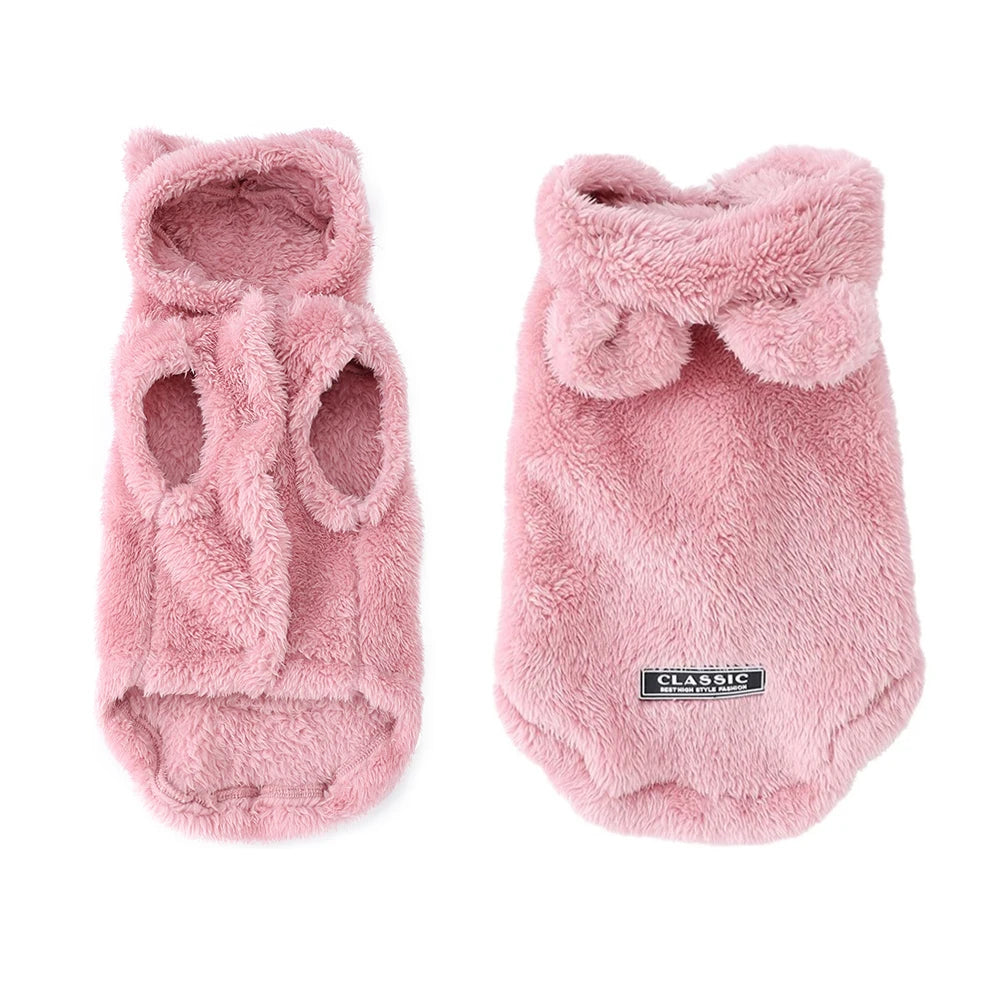 Winter Fleece Hooded Pet Sweater Coat For Small Dogs Cats