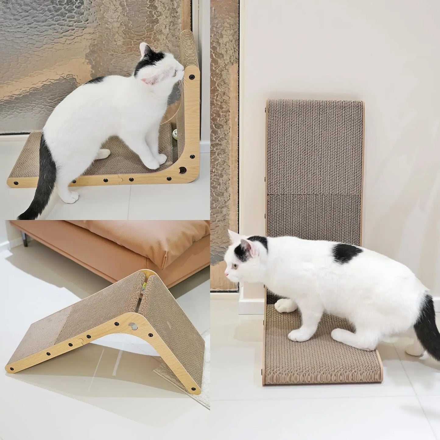 NONECN L Shape Cat Scratcher For Indoor Cats Cardboard