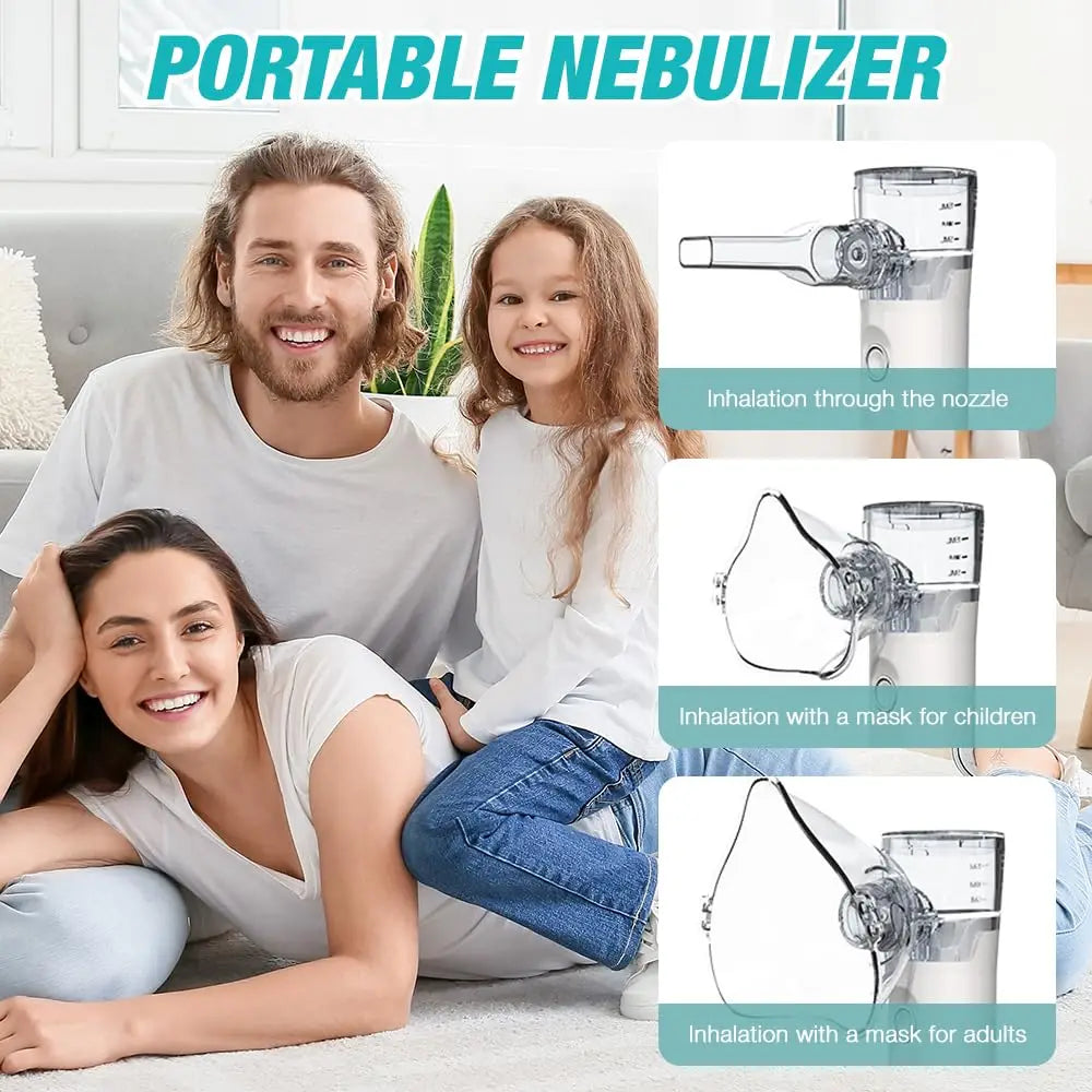 Portable Nebulizer for Humans&Animals Use Low-Noise USB Rechargeable Handheld Cool Mist Steam Inhaler for Breathing Problems