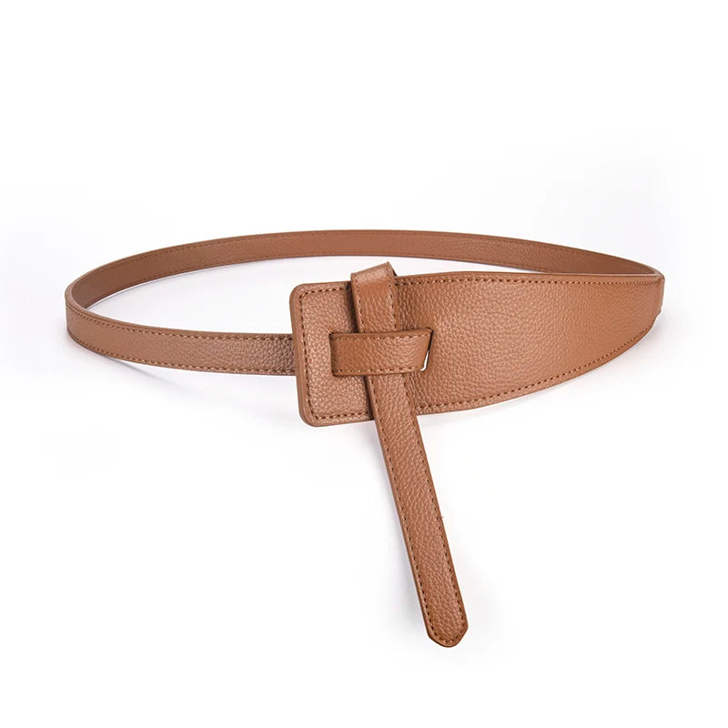 Fashion Design Clothing Accessories Women's Knotted Belt Soft PU Leather Long Belt Wide Belt High Quality Jacket Corset Belts