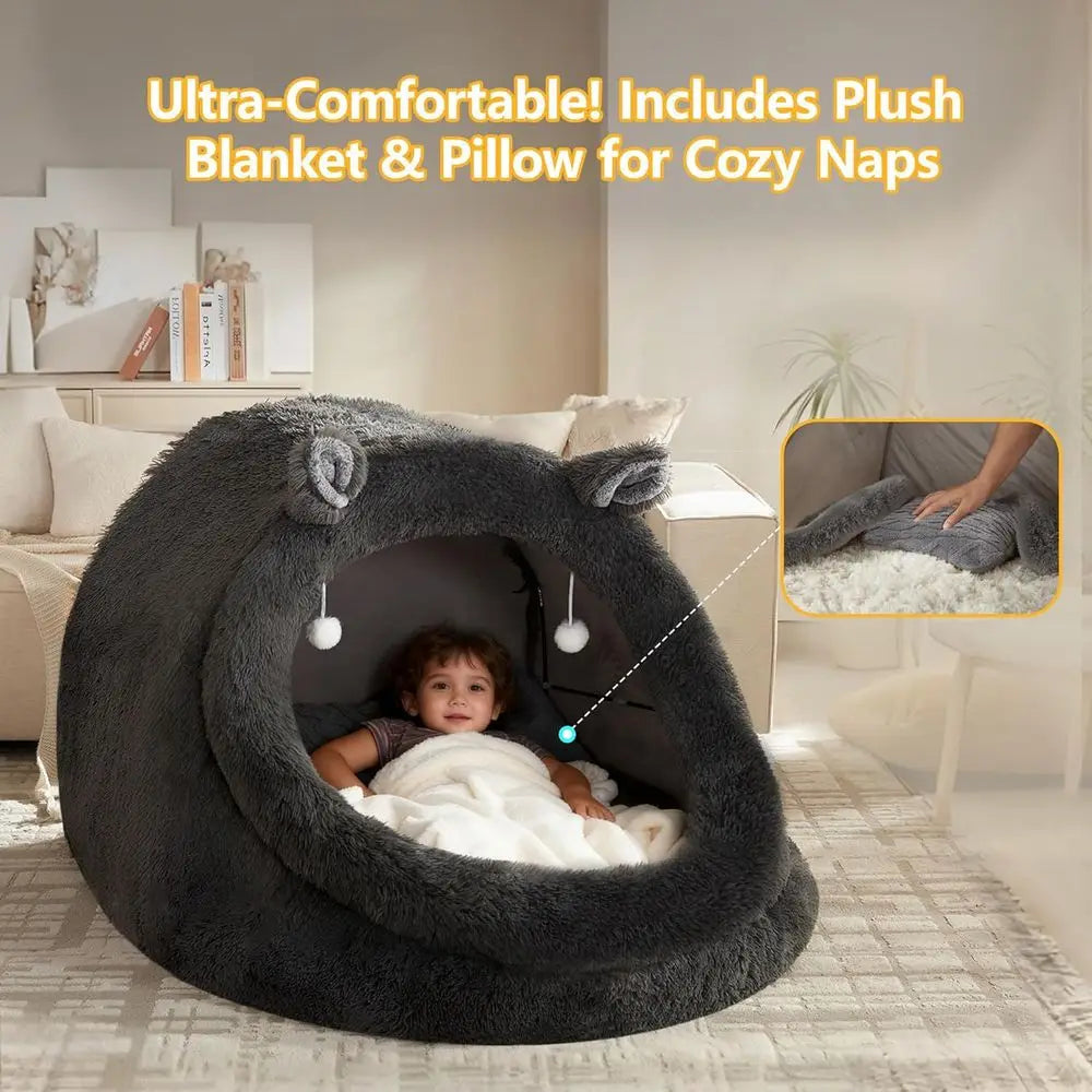 Jumbo Plush Pet Bed With Removable Pillow And Blanket