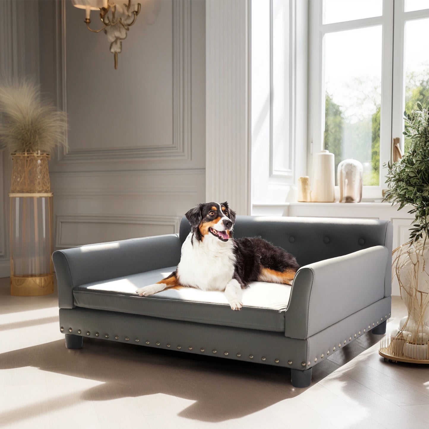 BINGOPAW Durable Elevated Dog Bed Sofa Made With Leather