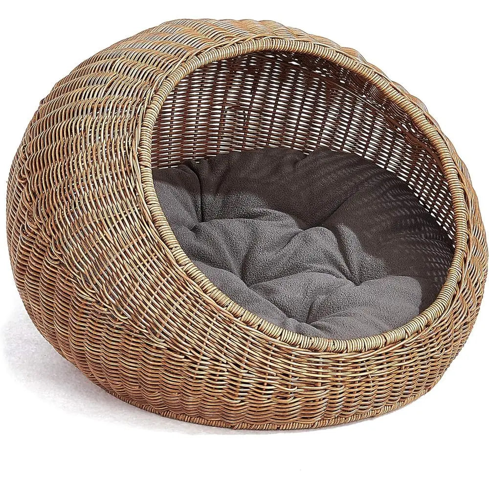 Wicker Cat Bed Dome Hideaway For Indoor Cats And Pets