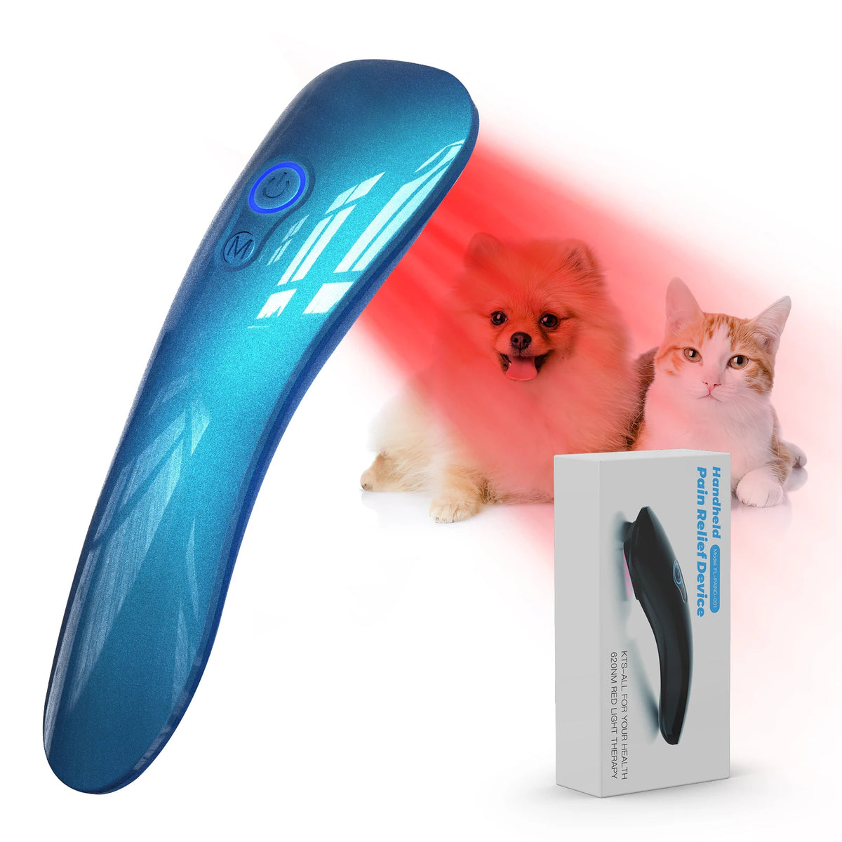 Pet Red Light Therapy Device for Dogs Cats Cold Laser Pain Relief Machine 18 Diodes 620nm Wavelength Veterinary Infrared Joint Muscle Rehabilitation Wand Portable Healing Massager Home Pet Care Supplies