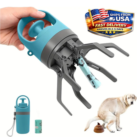 Portable No-Touch Dog Pooper Scooper With Waste Bag Holder