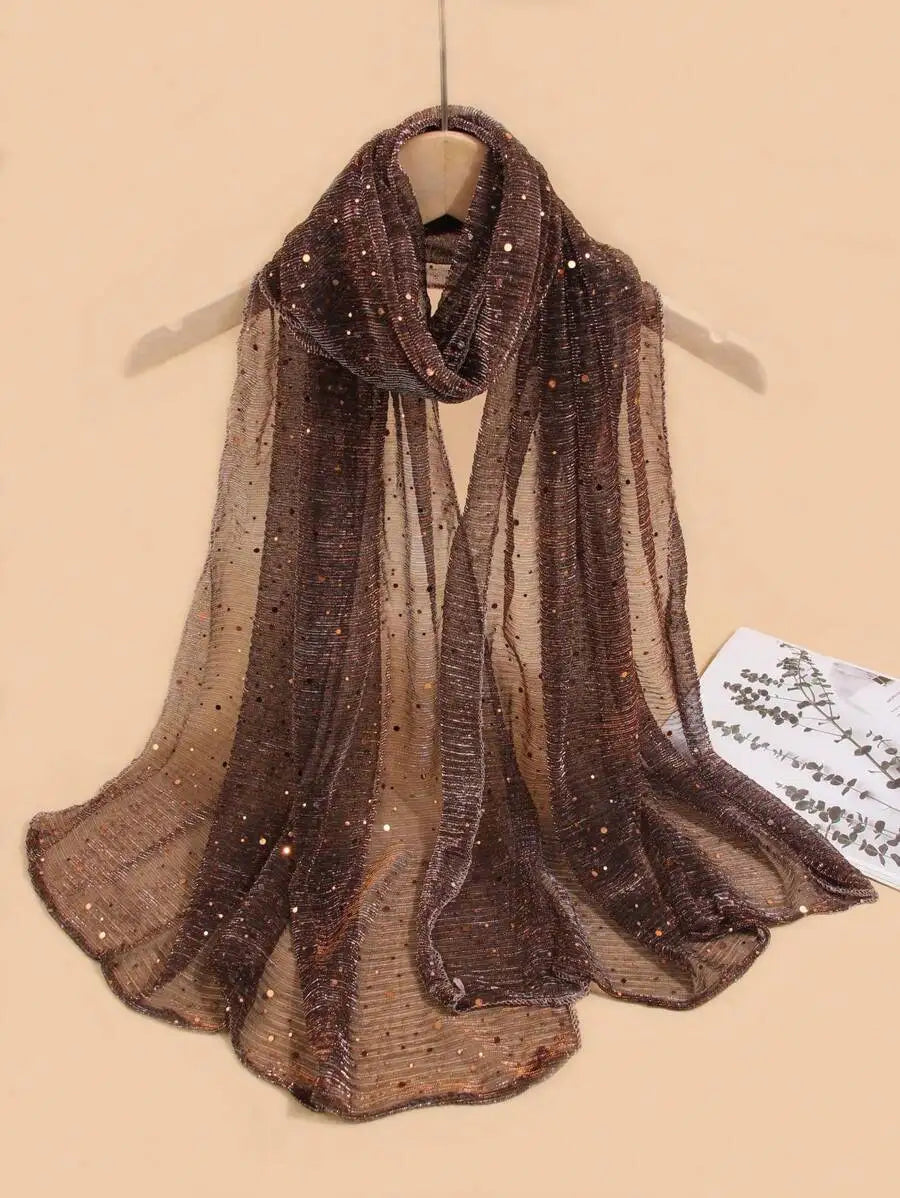 Womens Lightweight Sequin Scarf Shawl Wrap For Beach Party Daily Use