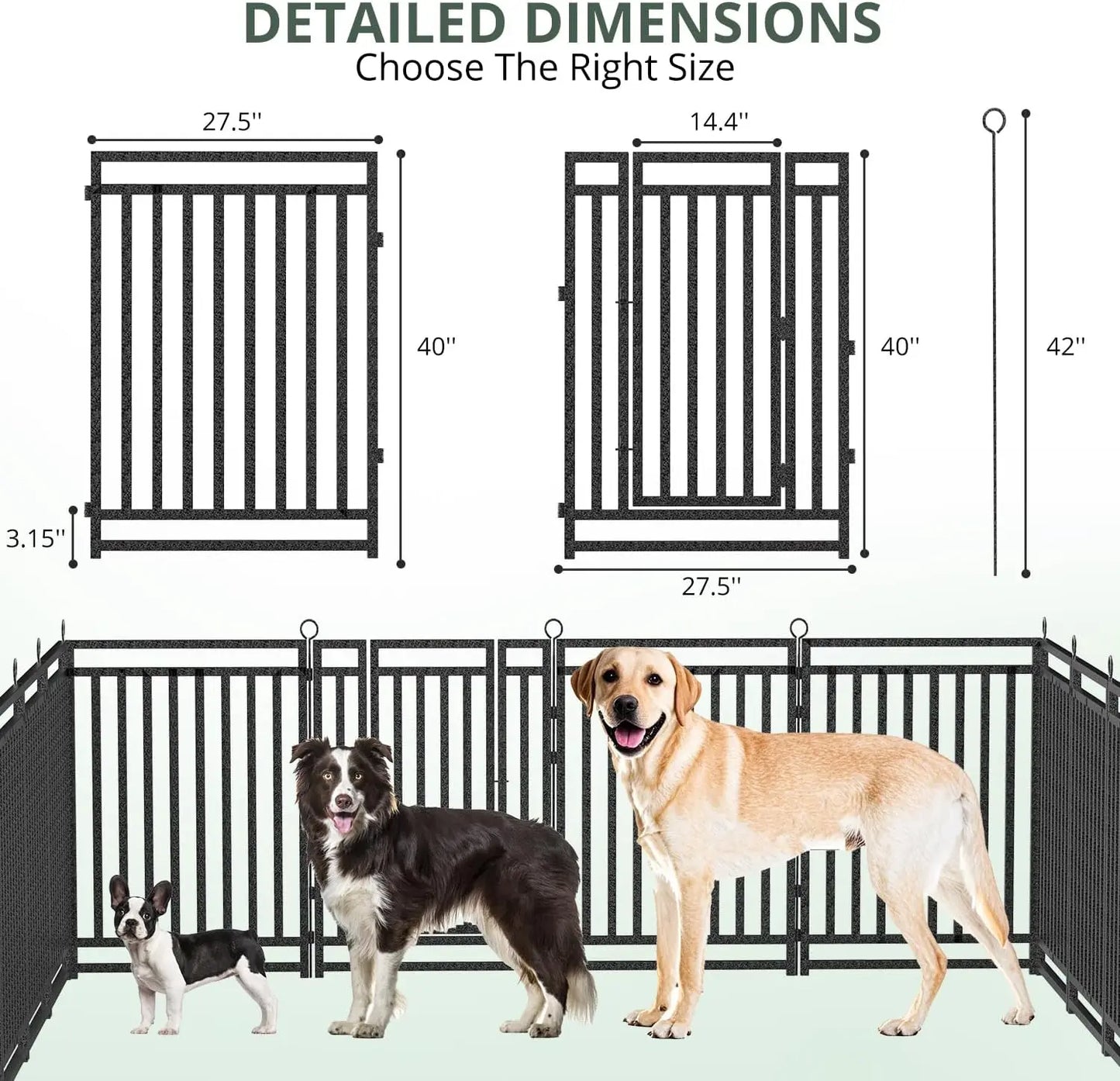 Dog Fence Outdoor Indoor, 40" Inch Height 16 Panels Dog Playpen for Large/Medium/Small Dogs Metal Dog Pen for Yard Camping