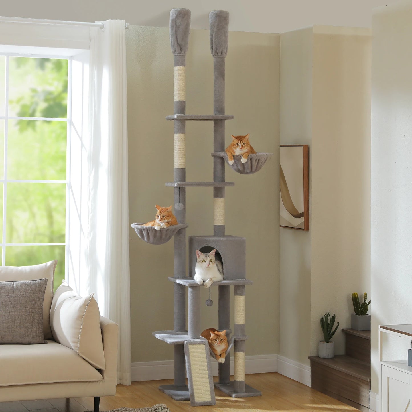 PAWZ Road Floor to Ceiling Cat Tree With Adjustable Height