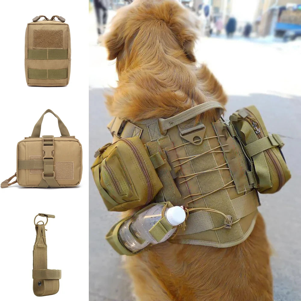PETRAVELCN Dog Tactical Molle Pouches Set for Harness