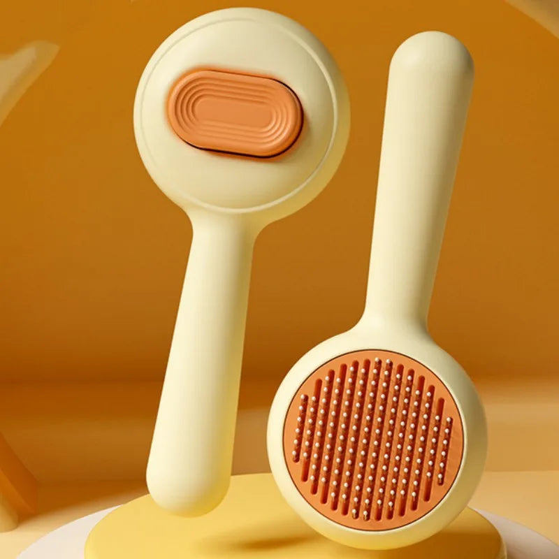 Self-Cleaning Cat Brush For Gentle Pet Hair Removal And Grooming
