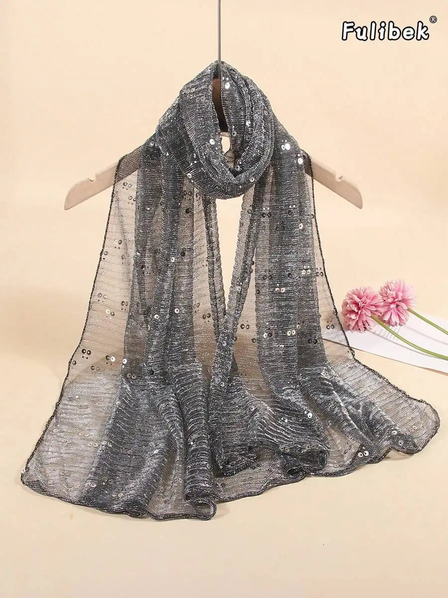 Womens Lightweight Sequin Scarf Shawl Wrap For Beach Party Daily Use