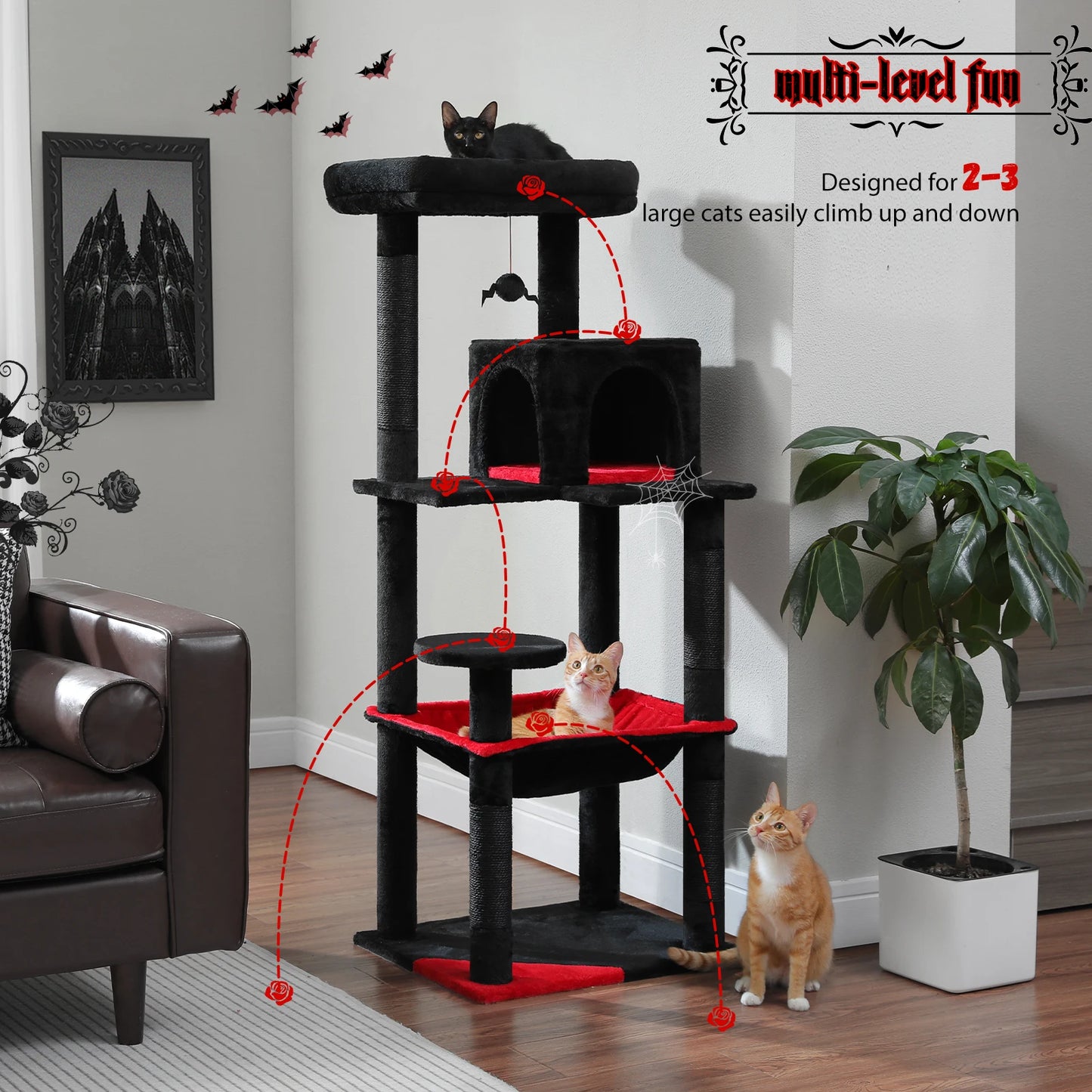 PAWZ Road Cat Tree Indoor 5-Level Tower With Hammock