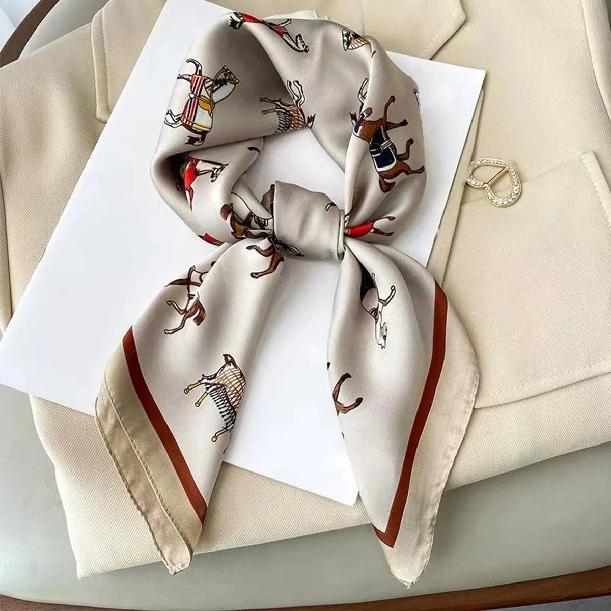 Fashion Luxury Brand 70cm Silk Square Scarf Women Satin Neck Tie Female Hair Bandana Headkerchief Shawl Wrap Hijab