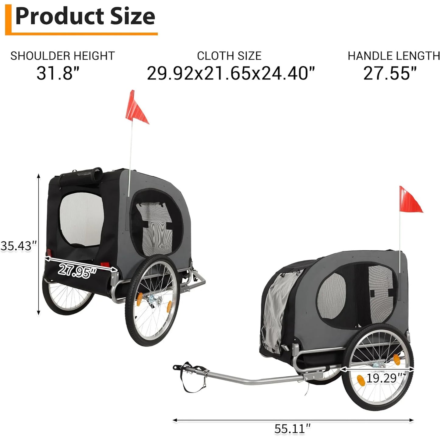 HiMISS Folding Steel Dog Bike Trailer With Universal Coupler