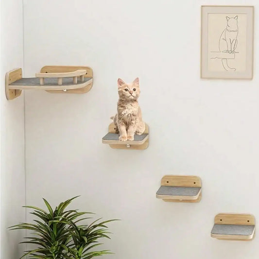 Cat Wall Climbing Shelf With Wide Steps For Indoor Cats