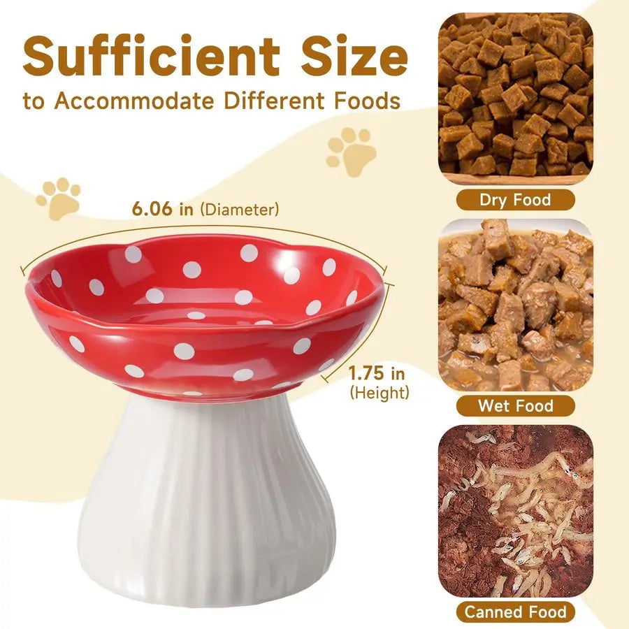 XMSJ Elevated Ceramic Cat Bowl For Whisker Fatigue Lead Free