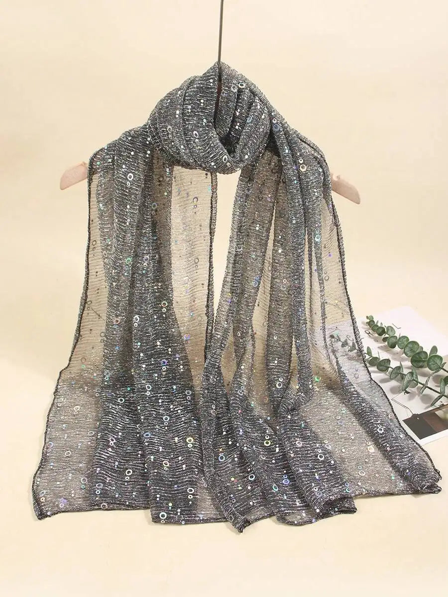 Womens Lightweight Sequin Scarf Shawl Wrap For Beach Party Daily Use