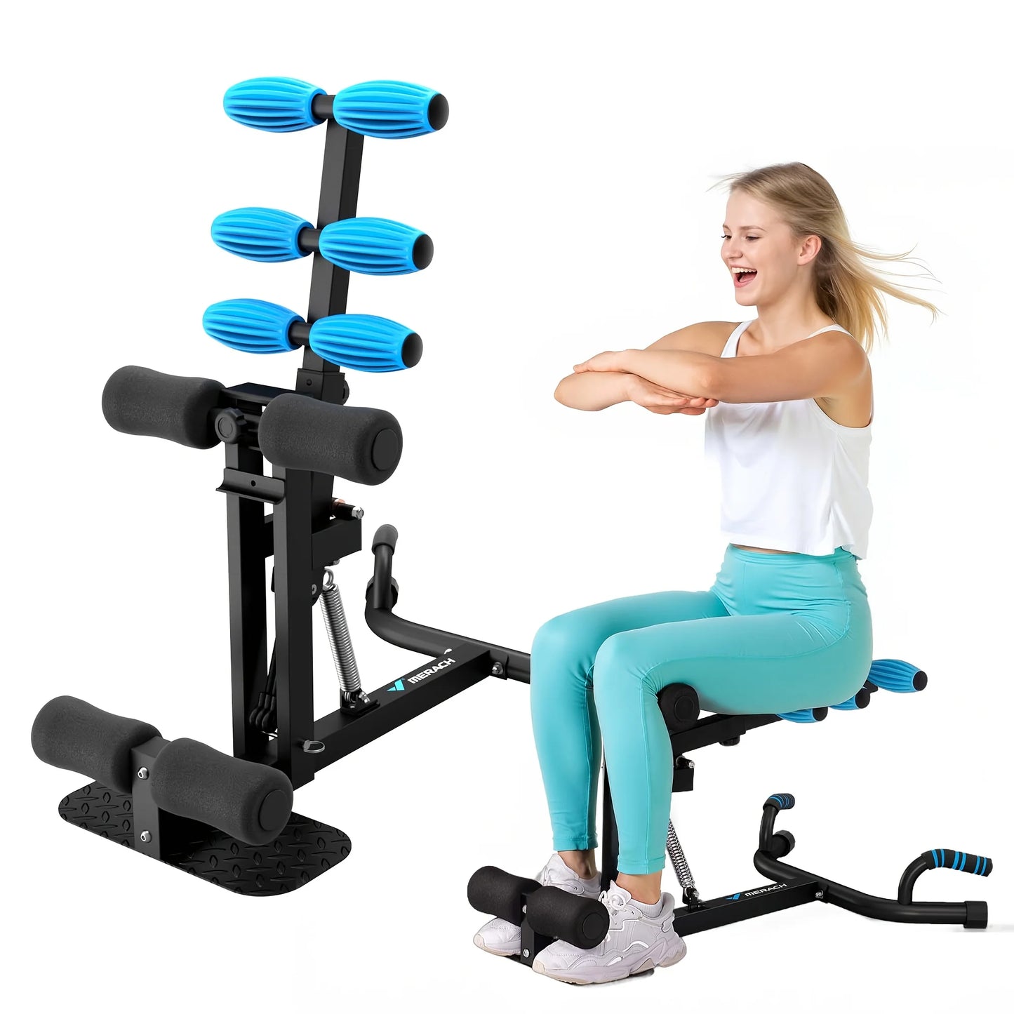 MERACH Deep Squat Machine Designed for Women, an Adjustable Glute Trainer, Perfect for Core Leg Push-Up Workouts at Home. Ideal Leg Training Equipment for Personal Use, a Great Gift for Family, Available in a New Blue And Bla