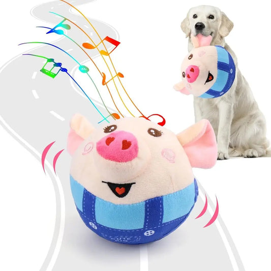 Interactive Dog Toys Pig, Jumping Squeaky Dog Toys with Recording and Music, Rechargeable Moving Dog Chew Toys for Small/Medium/