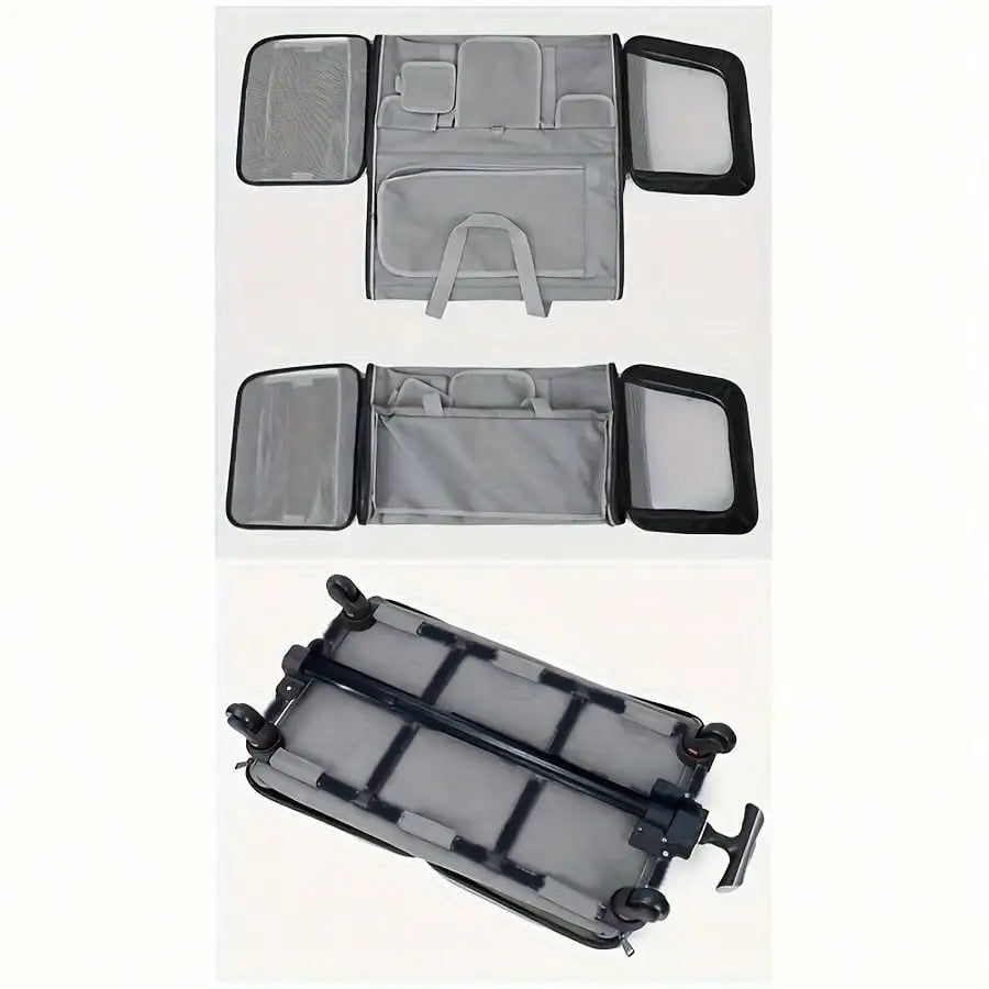 Airline Compliant Rolling Cat Dog Carrier Detachable Wheels Adjustable Telescopic Handle Travel Bag