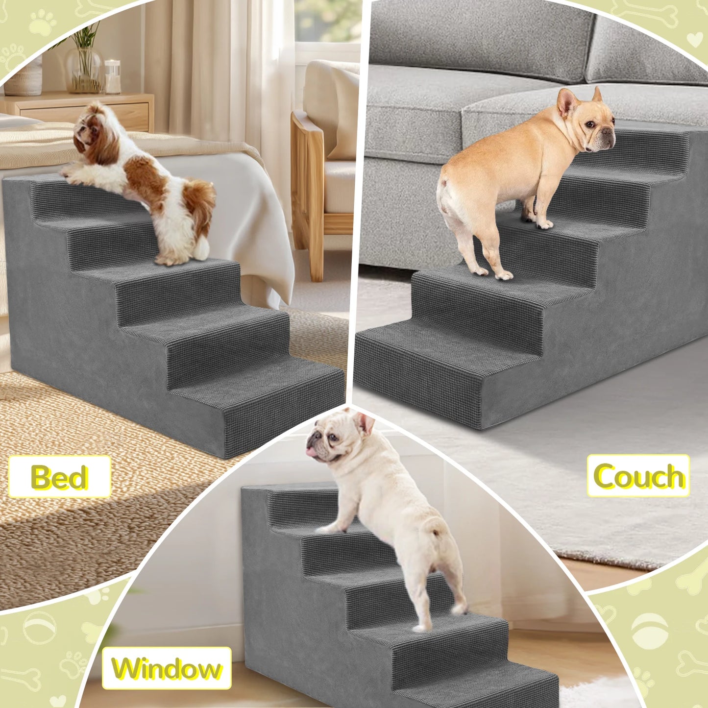 Niubya 4 Tier Pet Stairs Non Slip Foam Steps For Beds And Couches