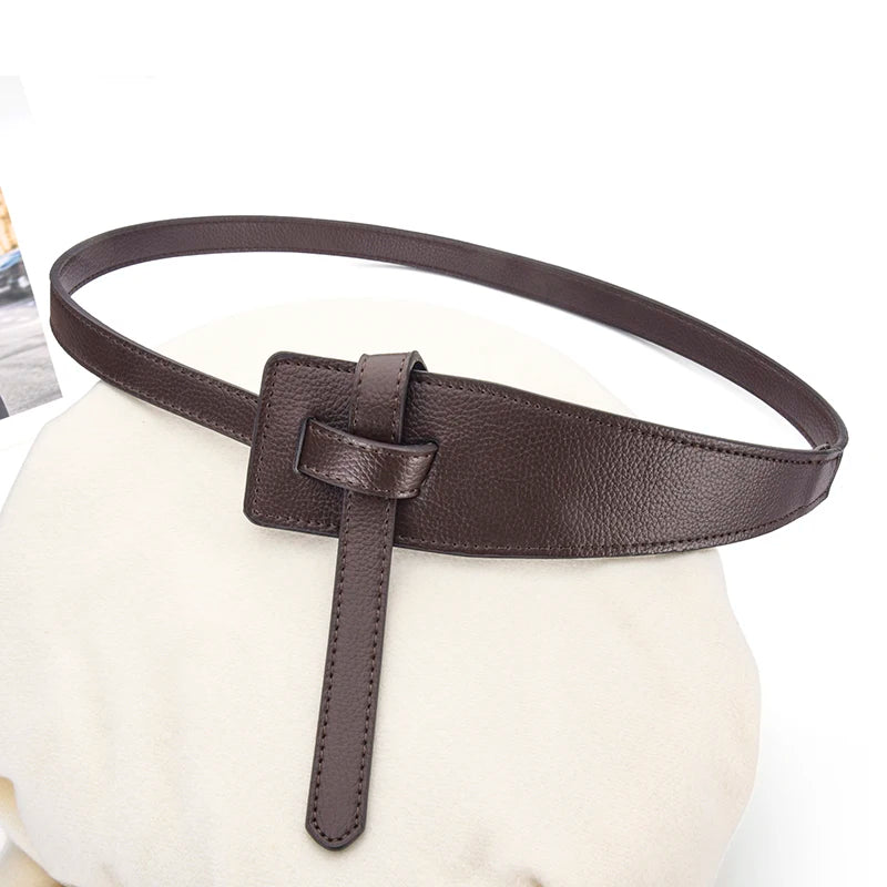 Fashion Design Clothing Accessories Women's Knotted Belt Soft PU Leather Long Belt Wide Belt High Quality Jacket Corset Belts