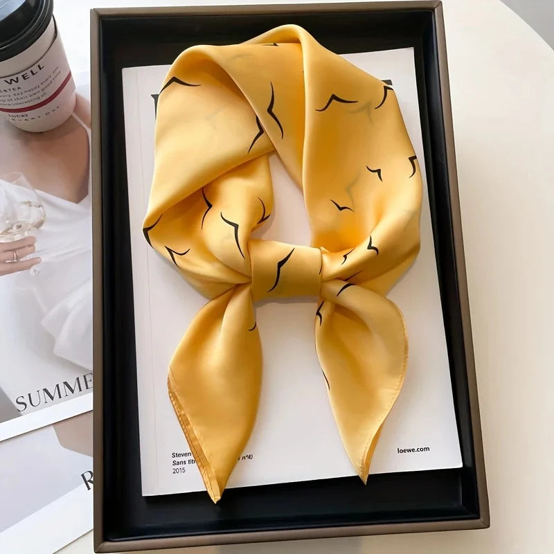 Fashion Luxury Brand 70cm Silk Square Scarf Women Satin Neck Tie Female Hair Bandana Headkerchief Shawl Wrap Hijab