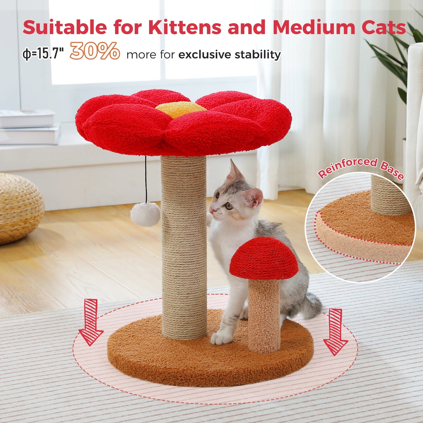 PAWZ Road Small Cat Scratching Post With Removable Flower Bed
