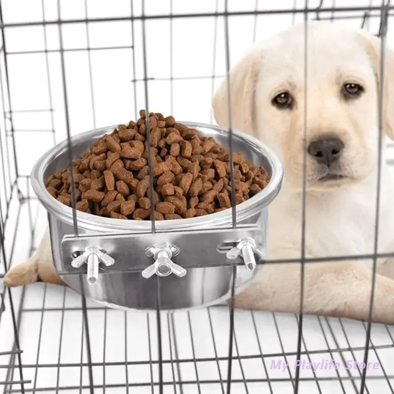 Stainless Steel Hanging Pet Bowls for Dogs and Cats
