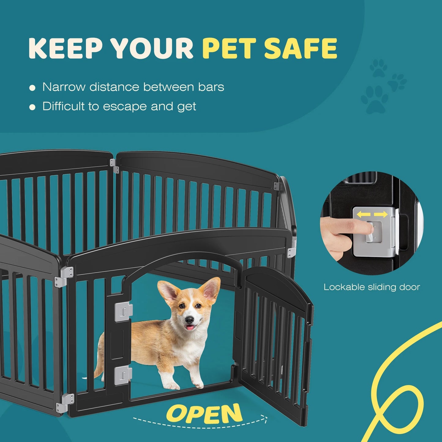 JHK Plastic Dog Playpen Indoor Outdoor Portable Fence
