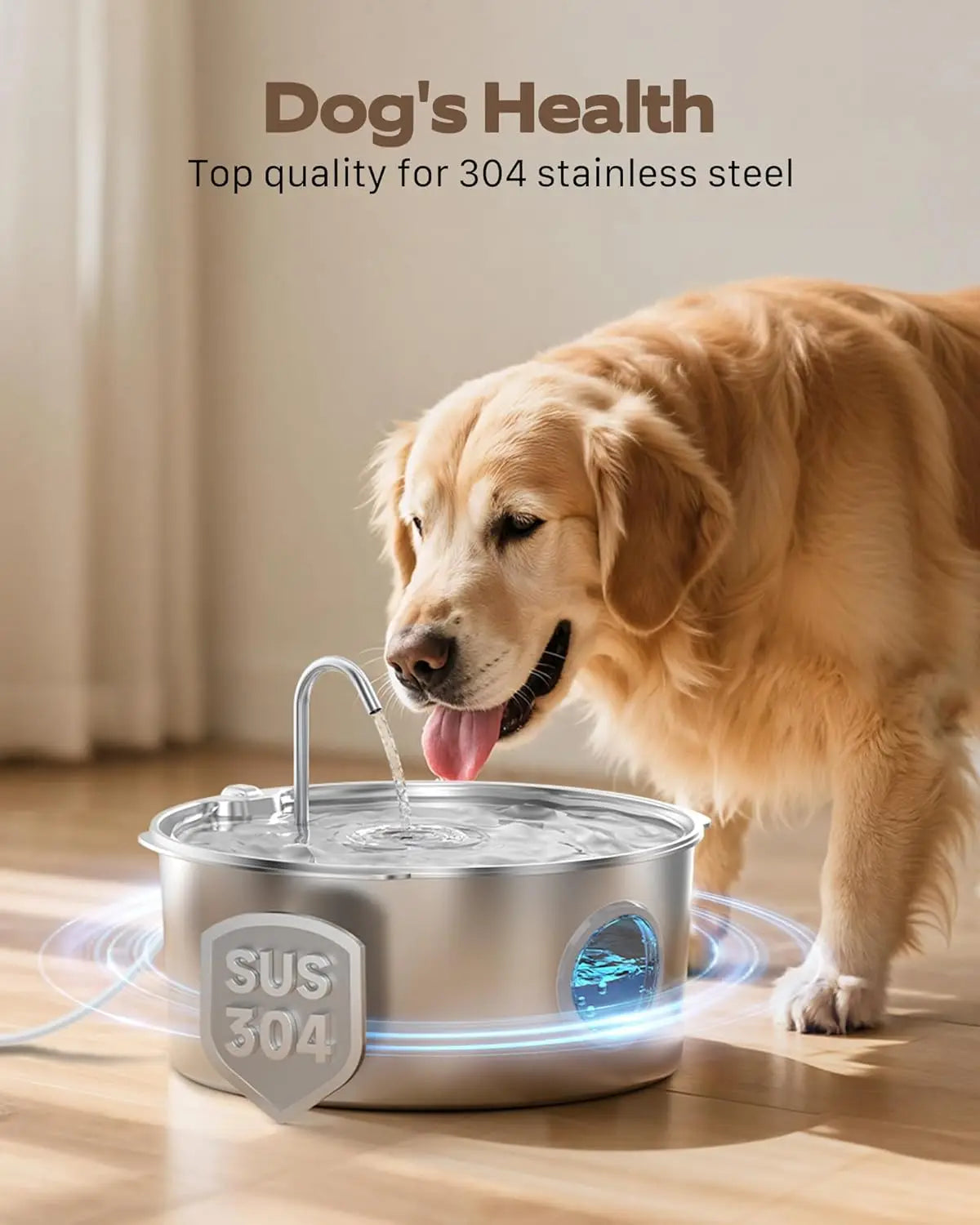 Pet Water Fountain With Stainless Steel Bowl And Quiet Pump