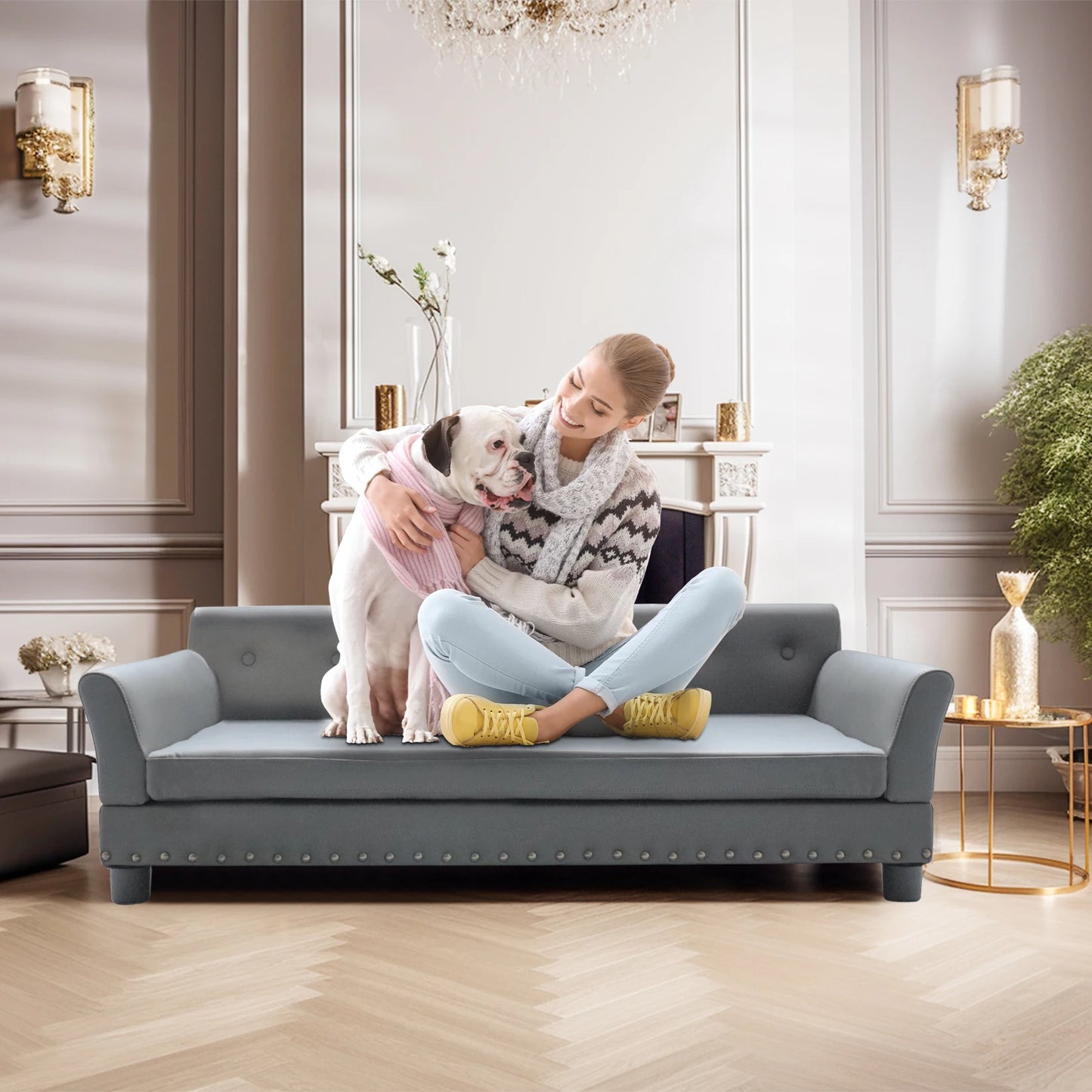 BINGOPAW Durable Elevated Dog Bed Sofa Made With Leather