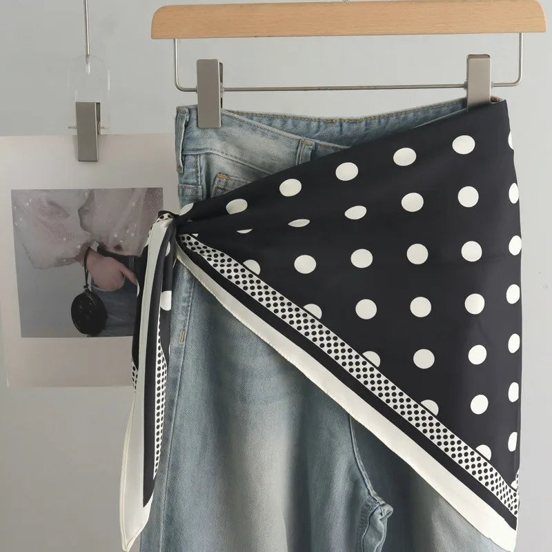 High-End Retro Tie-Dye Triangular Binder Headcloth Women's Spring and Summer New Niche Fashion All-Matching Scarf Jeans Belt