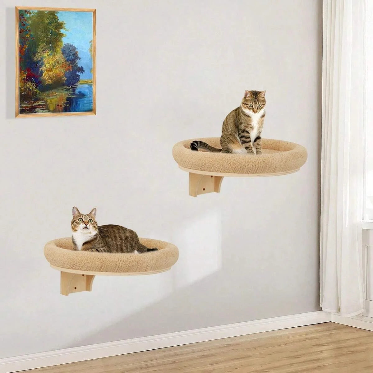 PETRAVELCN Cat Wall Mounted Solid Wood Climbing Ladder Hammock