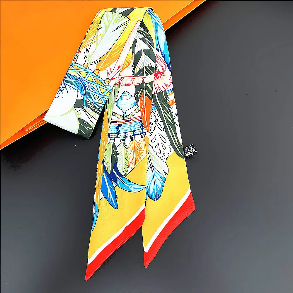 Gorgeous Saddle Print Summer Scarf 2023 Brand Design Women Skinny Bag Scarves Hair Band Neck Silk Scarf Ladies Foulard Headband