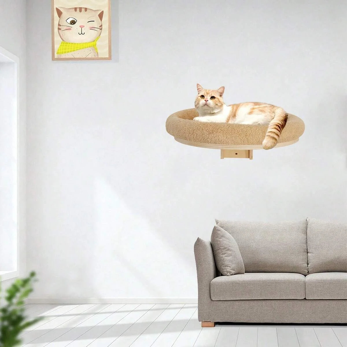PETRAVELCN Cat Wall Mounted Solid Wood Climbing Ladder Hammock