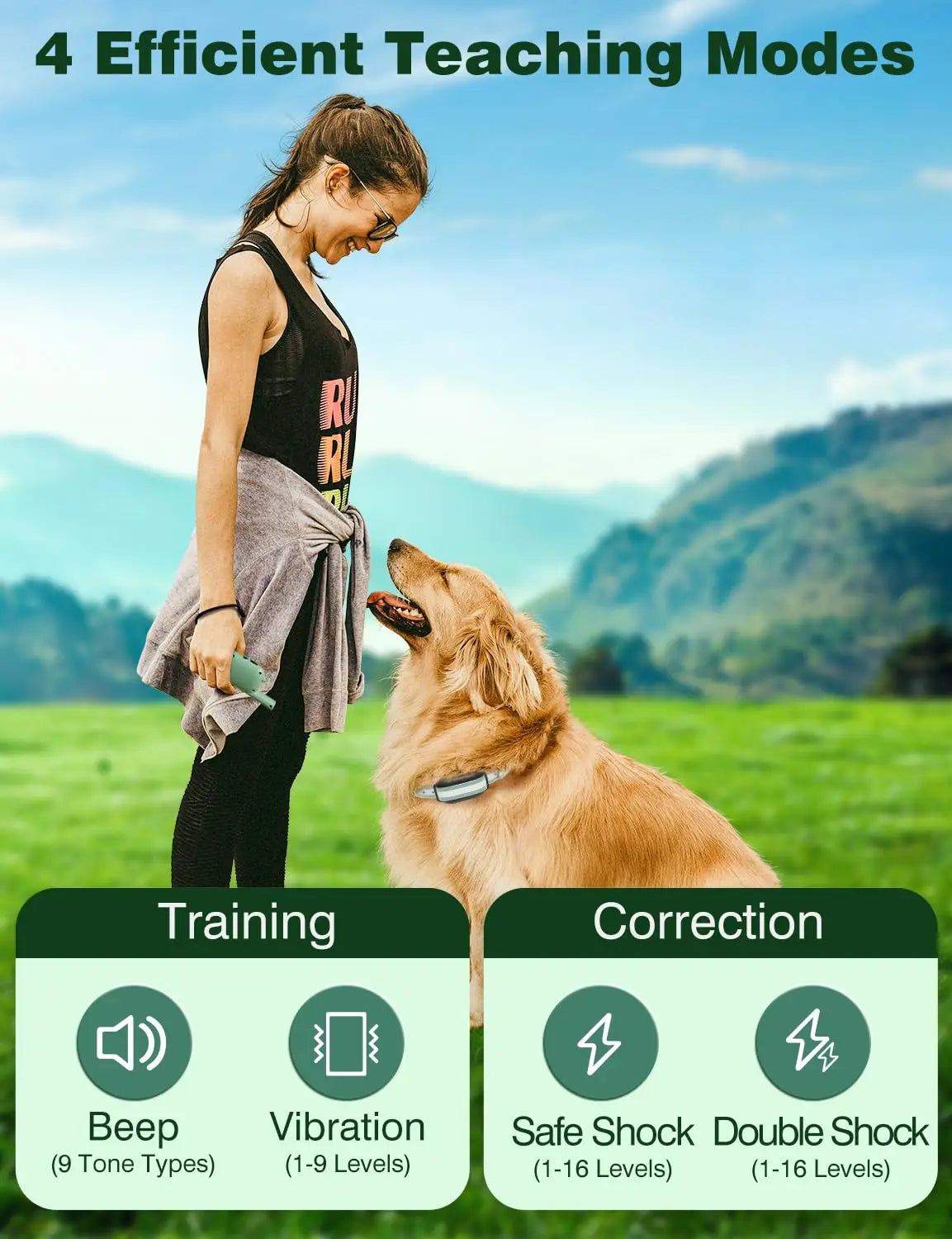 IPX7 Waterproof Dog Training Collar With Remote Shock Modes