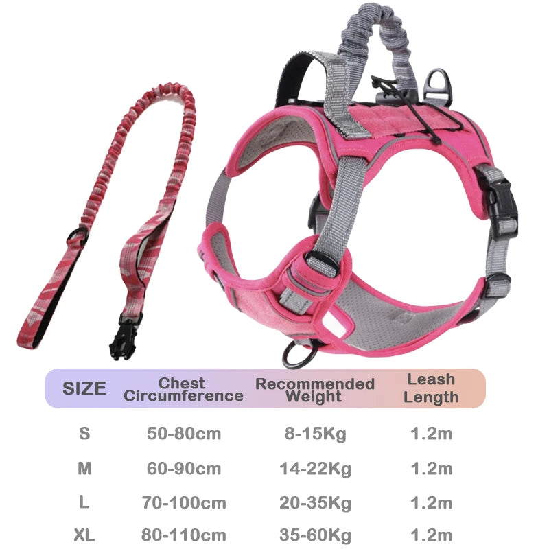 Tactical No Pull Dog Harness Escape Proof - Reflective Adjustable Vest with Leash & Handle for Large Medium Dogs Outdoor Walking