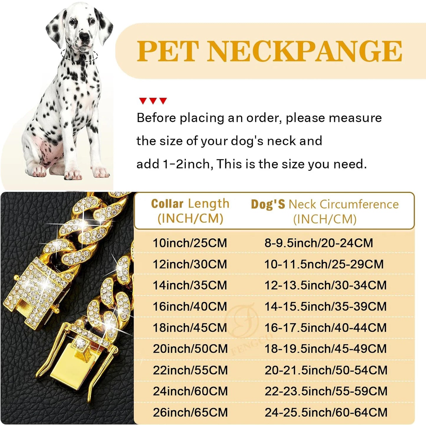 Luxury Metal Dog Chain Collar for Small to Large Dogs