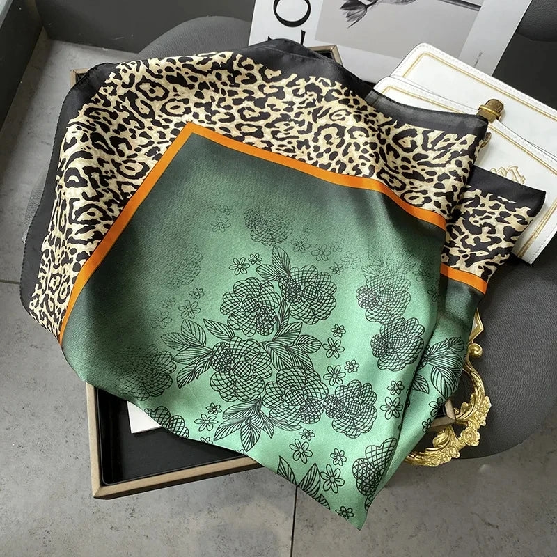 Fashion Luxury Brand 70cm Silk Square Scarf Women Satin Neck Tie Female Hair Bandana Headkerchief Shawl Wrap Hijab