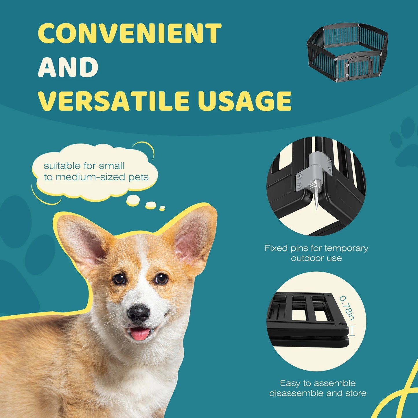 JHK Plastic Dog Playpen Indoor Outdoor Portable Fence