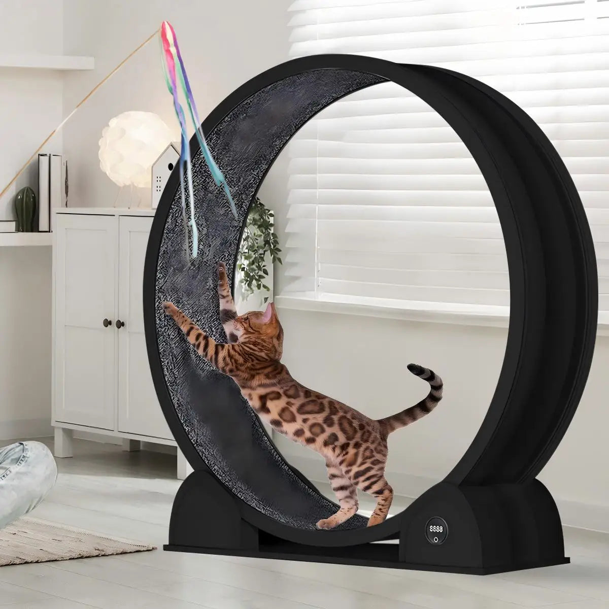 HiMISS Cat Exercise Wheel With Pedometer And Removable Mat Fitness